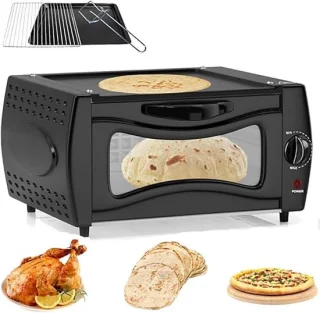 Mini pizzaoven - elektrische oven - dubbele oven - 15 l - zwart