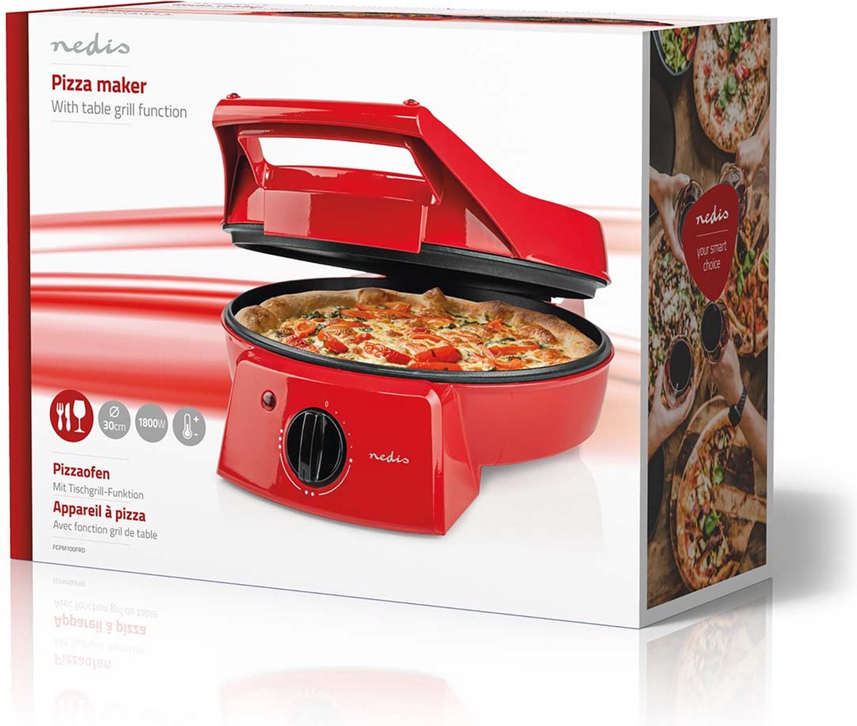 Nedis Pizzamaker en Grill 30 cm 1800W