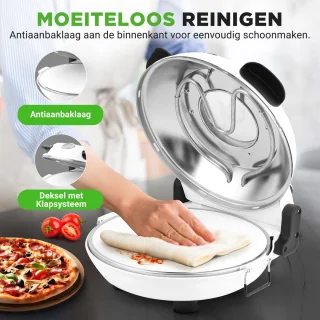 Nutrichef Elektrische Pizza Oven 30 cm 1200W Wit