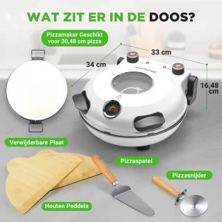 Nutrichef Elektrische Pizza Oven 30 cm 1200W Wit