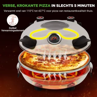 Nutrichef Elektrische Pizza Oven 30 cm 1200W Wit