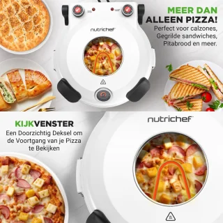 Nutrichef Elektrische Pizza Oven 30 cm 1200W Wit