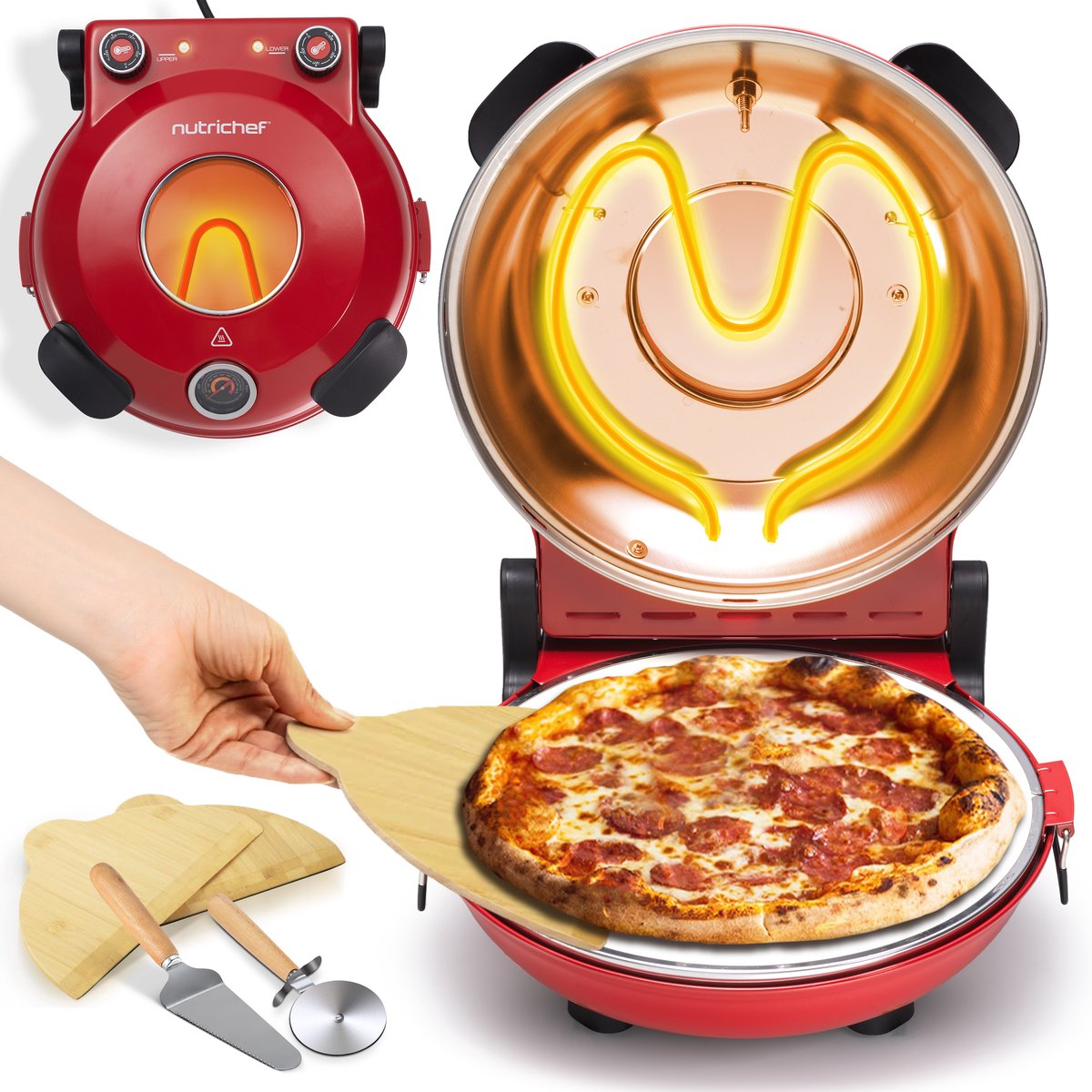 De Nutrichef Pizza Oven 30 cm Rood in één oogopslag
