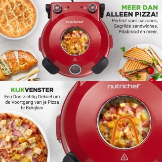 Nutrichef Pizza Oven 30 cm Rood