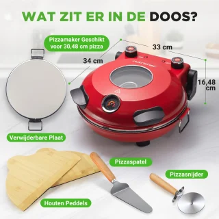 Nutrichef Pizza Oven 30 cm Rood