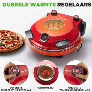Nutrichef Pizza Oven 30 cm Rood