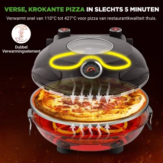 Nutrichef Pizzaoven 1200W 30cm Zwart