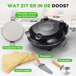 Nutrichef Pizzaoven 1200W 30cm Zwart