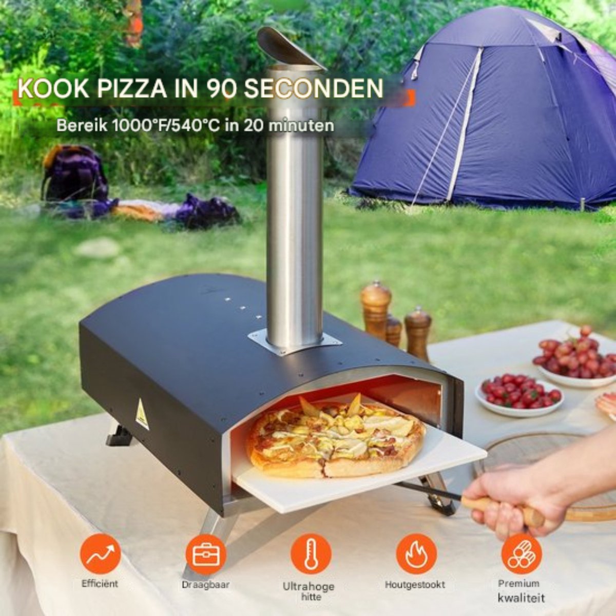 Outdoor Chef Draagbare RVS Pizza Oven 304.8mm