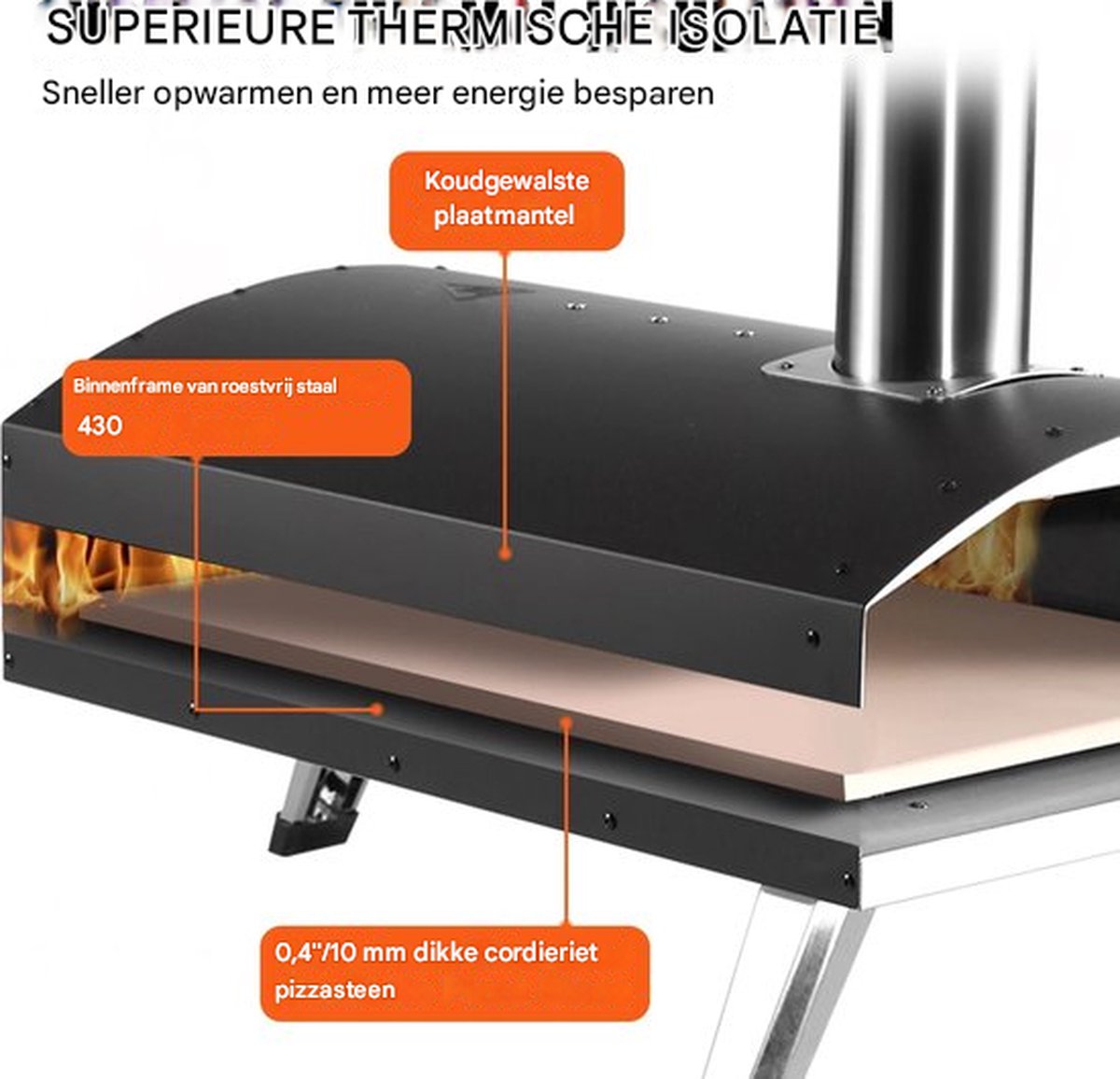 Outdoor Chef Draagbare RVS Pizza Oven 304.8mm