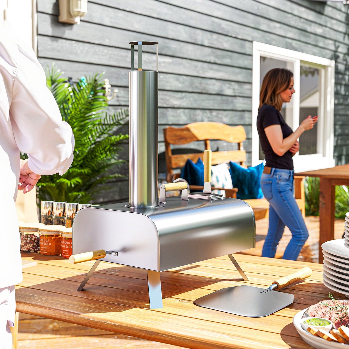 Outsunny Pizzaoven Roestvrij Staal Zilver