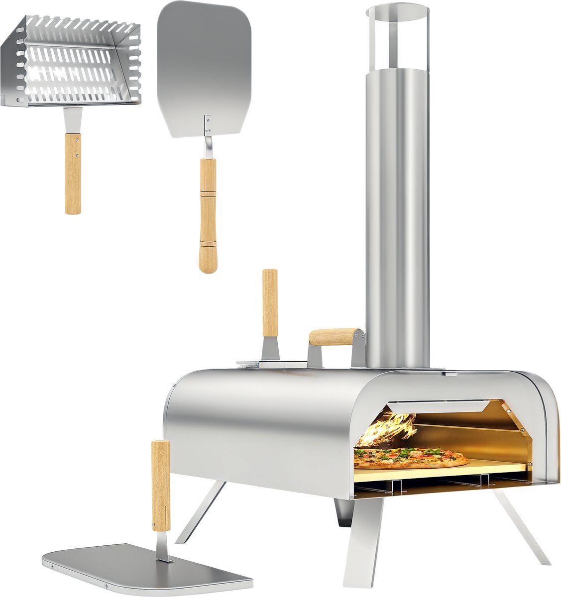 Outsunny Pizzaoven Roestvrij Staal Zilver