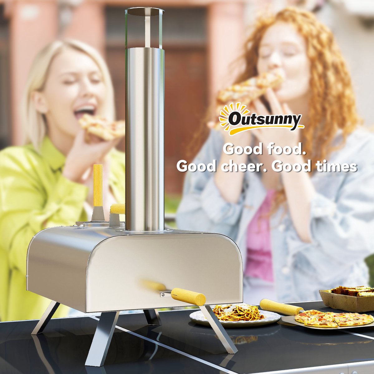 Outsunny Pizzaoven Roestvrij Staal Zilver