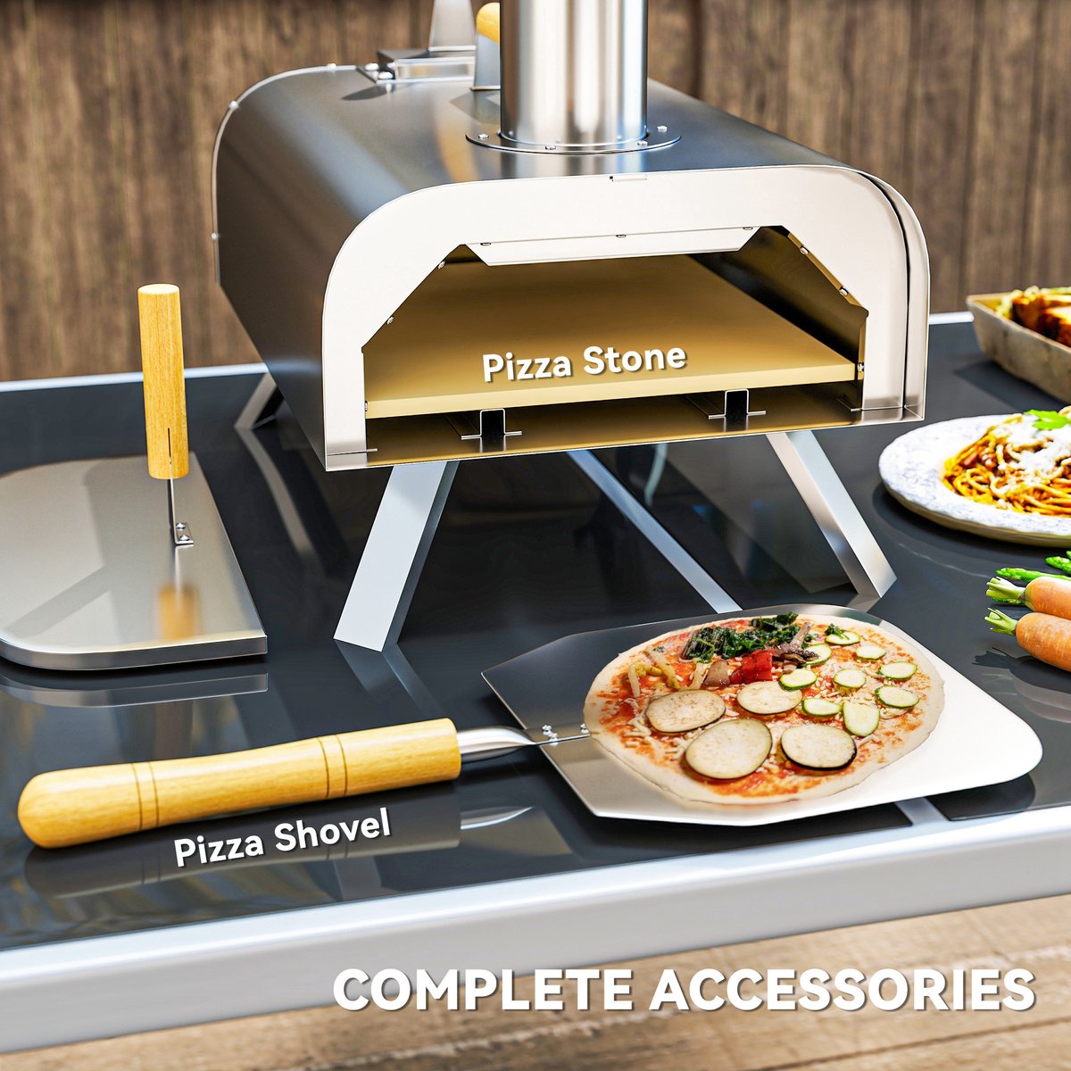 Outsunny Pizzaoven Roestvrij Staal Zilver