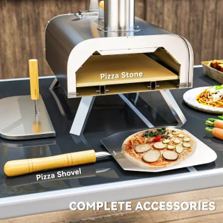Outsunny Pizzaoven Roestvrij Staal Zilver