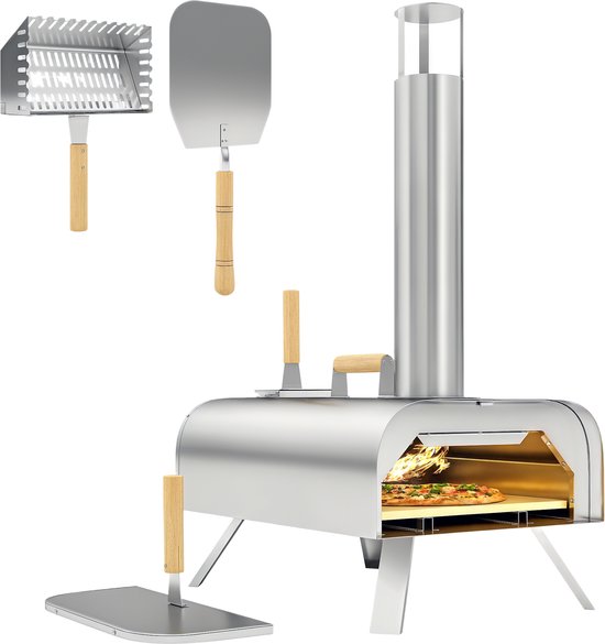 Outsunny Pizzaoven Roestvrij Staal Zilver