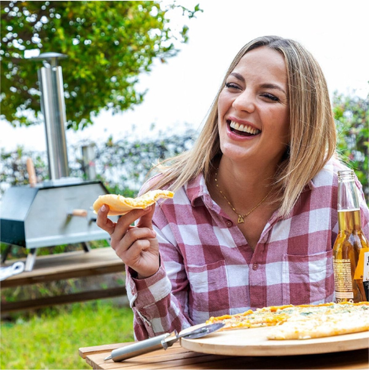 Pellet Pizza Oven RVS met Keramische Steen en Accessoires