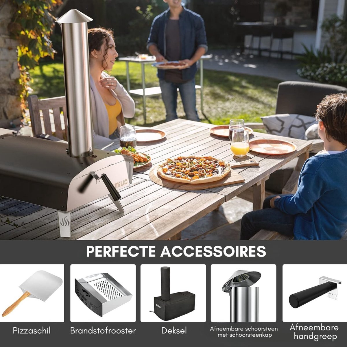 Pellet Pizza Oven Zwart Complete Set