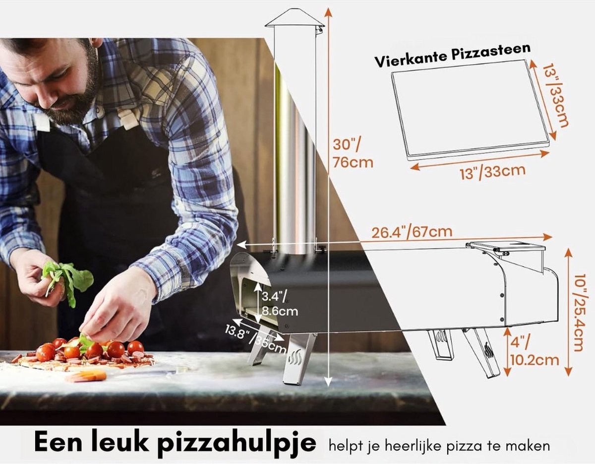 Pellet Pizza Oven Zwart Complete Set