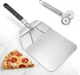Perforated pizza schep met vouwhandvat