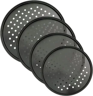 Pizza bakplaat en pizzapan set 4-delig 33 cm zwart