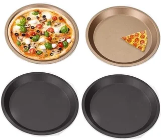 Pizza bakplaten rond zwart goud 4 stuks