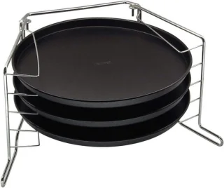 Pizza bakset - bakvormen & houder - 3x Ø 29 cm - zwart