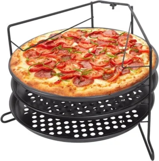 Pizza bakset met pizzaplaat en 3 pizzapannen