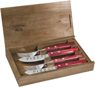 Pizza bestekset 4-delig Rood