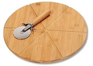 Pizza bord en pizzasnijder van bamboe