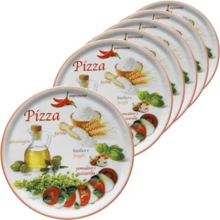 Pizza borden set - 6 stuks 32 cm - rood