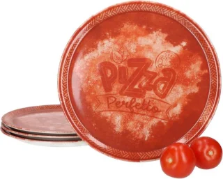 Pizza borden set - diner borden - 31,5 cm - rood
