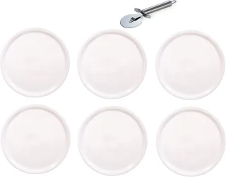 Pizza borden set Ø33 cm porselein + pizzaroller