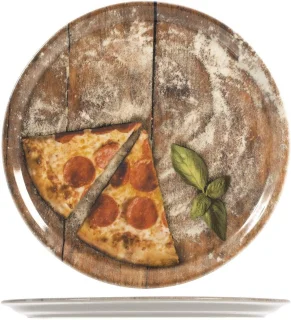 Pizza borden set - porseleinen schotels - 6 stuks 33 cm - multicolore