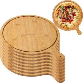 Pizza borden set - set van 6 - lichtbruin