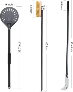 Pizza draaipleel set 9 inch met 40 inch aluminium handvat