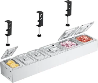 Pizza ingrediënten houder, RVS container met deksel, set van 6 stuks