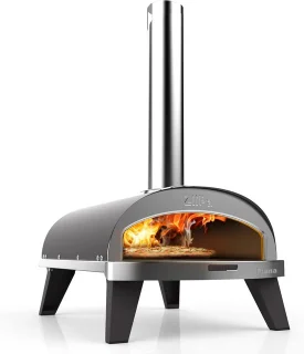 Pizza oven compact houtgestookt met draaiplateau