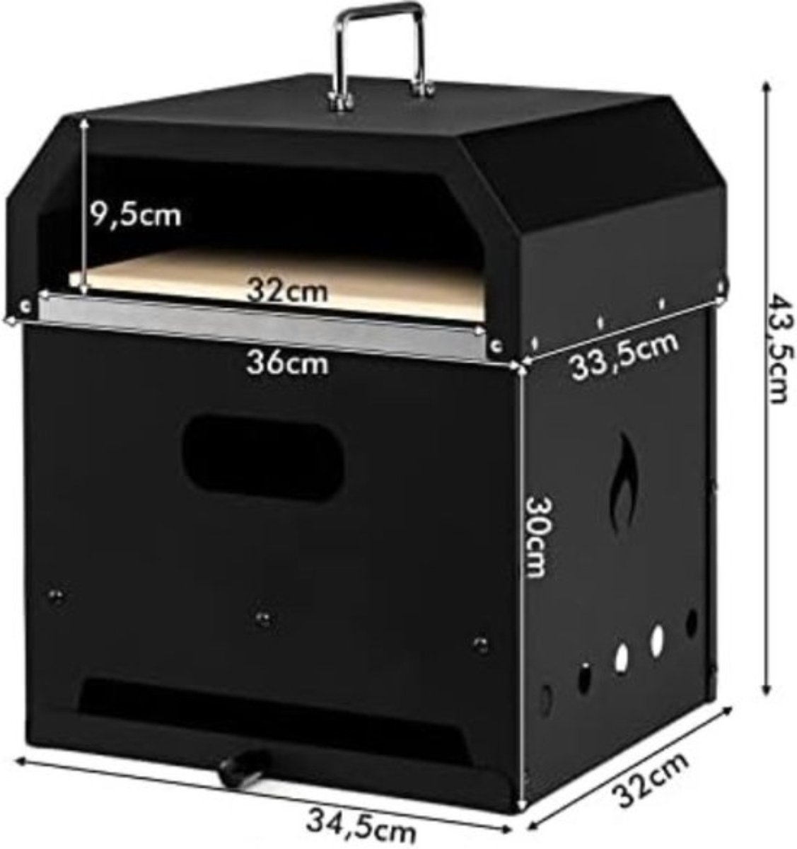 Pizza oven houtgestookt buiten 36x33,5x43,5 cm