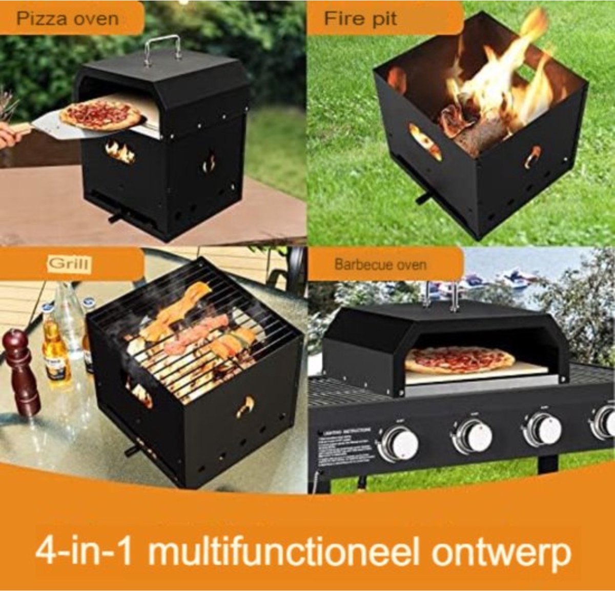 Pizza oven houtgestookt buiten 36x33,5x43,5 cm