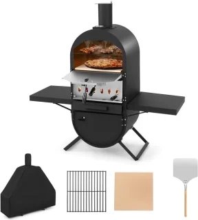 Pizza oven - houtgestookt - zwart
