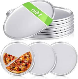 Pizza pan set - bakplaat oven - 12 stuks 35.5 cm - zilverkleurig
