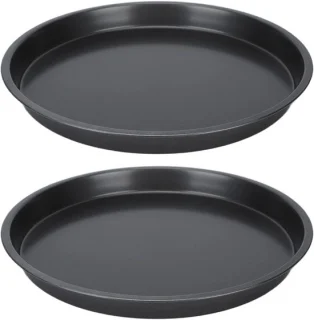Pizza pan set - bakvorm diep - carbon staal - 2 stuks 10 inch - zwart