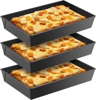 Pizza pan set - rechthoekig - Detroit style - 10 x 14 inch - zwart