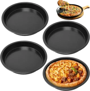 Pizza platen 20 cm 4 stuks zwart