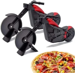 Pizza snijder motorfiets vorm, RVS pizzawiel met standaard