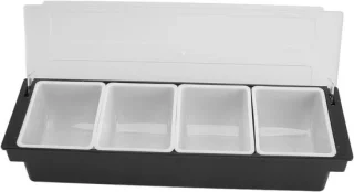 Pizza topping organizer plastic houder met 4 compartimenten