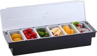 Pizza toppings station met 6 compartimenten