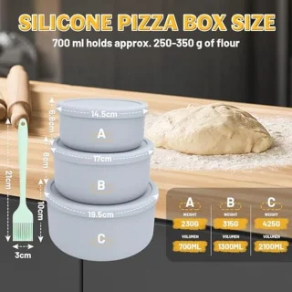 Pizzaballenbox met deksel - set van 4