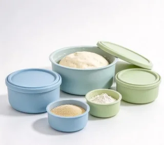 Pizzaballenbox met deksel, set van 4